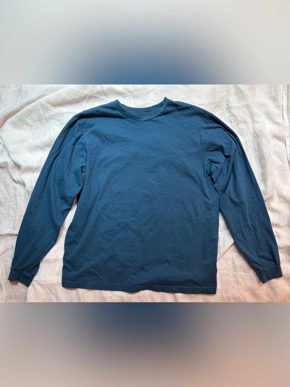GAP Men's Long Sleeve Crewneck Shirt - Teal Blue